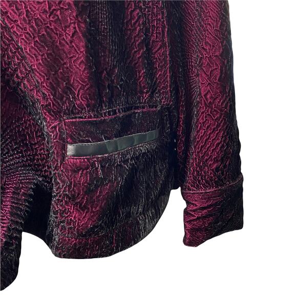 SOFT SURROUNDINGS | sz S Women's Maroon Faux Leather Snake Embossed Velvet Top - Picture 3 of 5